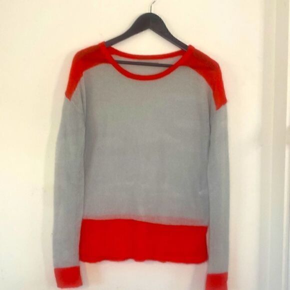 NWOT Rubbish J. Rotten Grey Red Acrylic Crewneck Pullover Unisex Sweater - Picture 9 of 10
